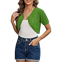 LL WSK1785 Womens Short Sleeve Cropped Bolero Shrug Open Cardigan